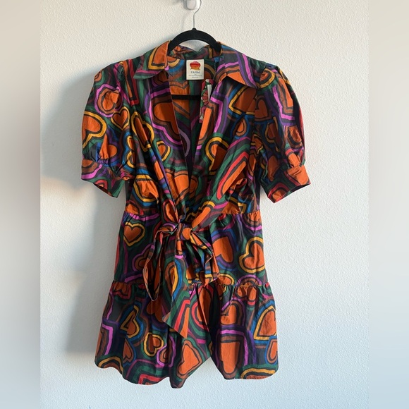 NWT FARM Rio Short-Sleeve Bow-Front Mini Dress - Picture 3 of 8